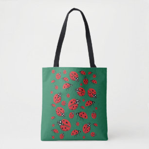 Viele Ladybugs Lucky Pattern Green Tasche