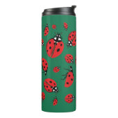 Viele Ladybugs Lucky Pattern Green Thermosbecher (Nach links gedreht)