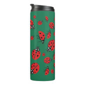 Viele Ladybugs Lucky Pattern Green Thermosbecher (Nach rechts gedreht)