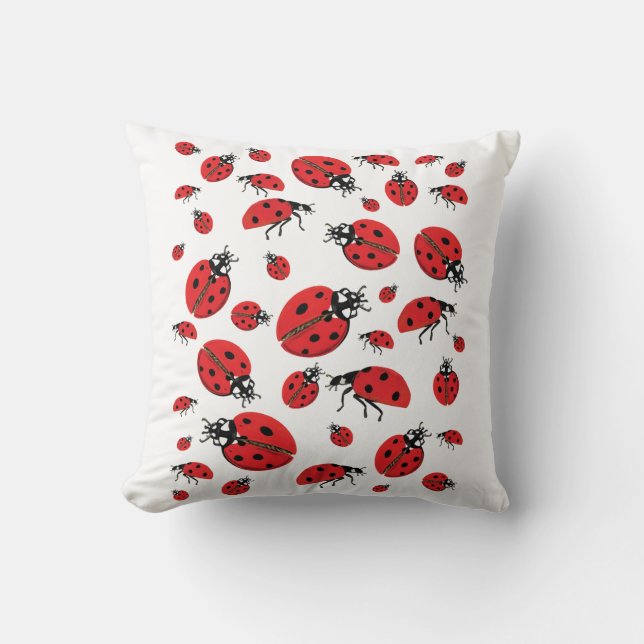 Viele Ladybugs Lucky Pattern Kissen (Vorderseite)