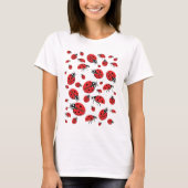 Viele Ladybugs Lucky Pattern T-Shirt (Vorderseite)