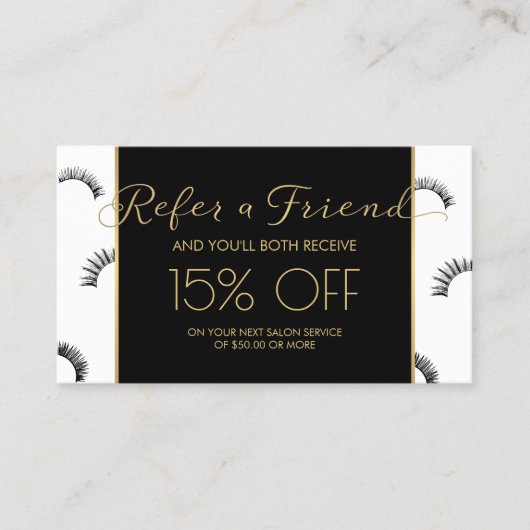 Viele Lashes Lash Salon White/Black Empfehlungskarte (Vorderseite)