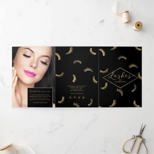 Viele Lashes Muster Lash Salon Black Broschüre (Außenbereich)
