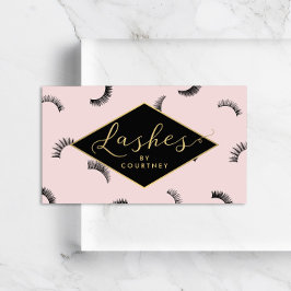Viele Lashes Muster Lash Salon Pink/Schwarz/Gold Visitenkarte