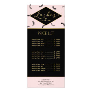 Viele Lashes Muster Lash Salon Pink/Schwarz/Gold Werbekarte