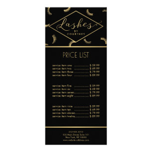 Viele Lashes Muster Lash Salon Schwarz/Gold Werbekarte