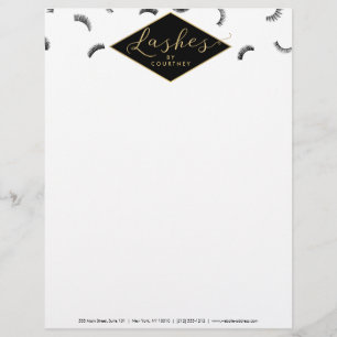 Viele Lashes Muster Lash Salon Weiß/Schwarz/Gold Briefbogen