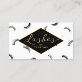 Viele Lashes Muster Lash Salon Weiß/Schwarz/Gold Visitenkarte (Vorderseite)