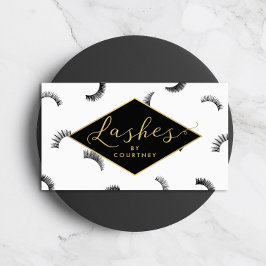 Viele Lashes Muster Lash Salon Weiß/Schwarz/Gold Visitenkarte