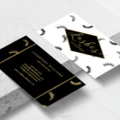 Viele Lashes Muster Lash Salon Weiß/Schwarz/Gold Visitenkarte