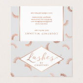 Viele Lashes Salon Grau/Rose Visitenkarten (Außenseite Aufgefaltet)