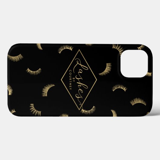 Viele Lashes Schwarz/Gold-Muster Personalisiert Case-Mate iPhone Hülle (Rückseite (Horizontal))