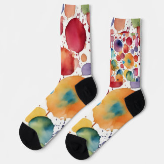Viele leuchtende Spritzer im Aquarell Socken