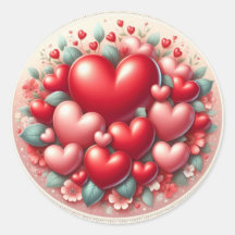 Viele Lieben - Hearts Round Sticker