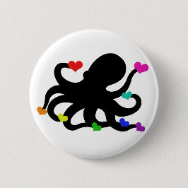 Viele Lieben Herz und Krake Kunstdesign Button