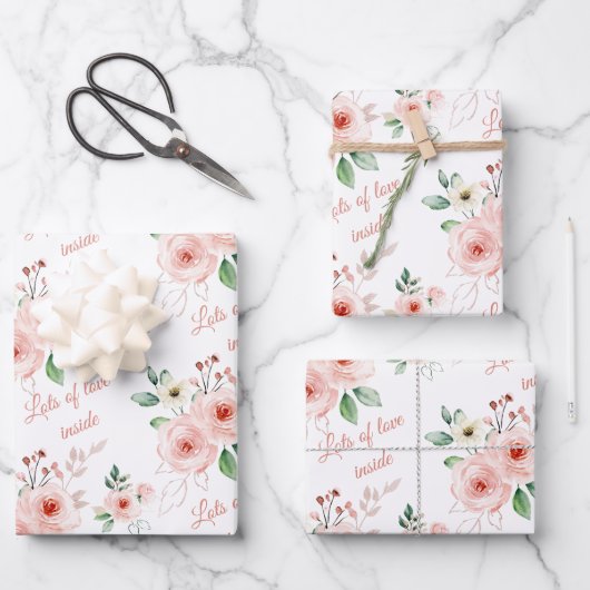 Viele Lieben in Rose Geschenkpapier Set (Vorderseite)