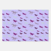 Viele Lila Blue Horses Wrapping Paper Sheets Geschenkpapier Set (Vorderseite 3)