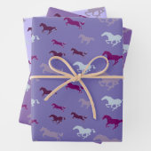 Viele Lila Blue Horses Wrapping Paper Sheets Geschenkpapier Set (Beispiel)
