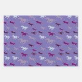 Viele Lila Blue Horses Wrapping Paper Sheets Geschenkpapier Set (Vorderseite)