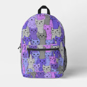 Viele Lila Katzen Design Back Pack Bedruckter Rucksack (Vorderseite)