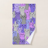 Viele Lila Katzen Design Badetücher Set (Handtuch)