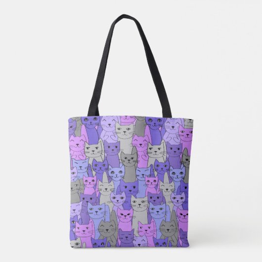 Viele Lila Katzen Design Totbeutel Tasche (Rückseite)