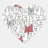 Viele lustige Katzen Herz-Aufkleber (Vorderseite)