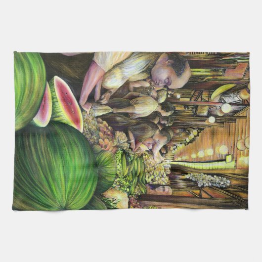 Viele Männer, viele Melonen, Budapest Geschirrtuch (Horizontal)