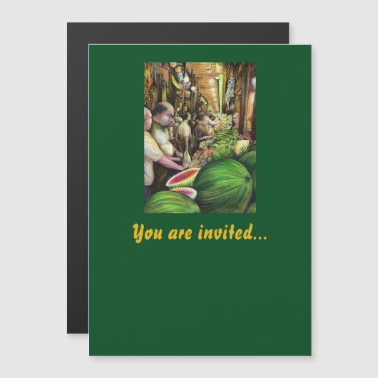 Viele Männer, viele Melonen, Budapest Magneteinladung (Vorne/Hinten)