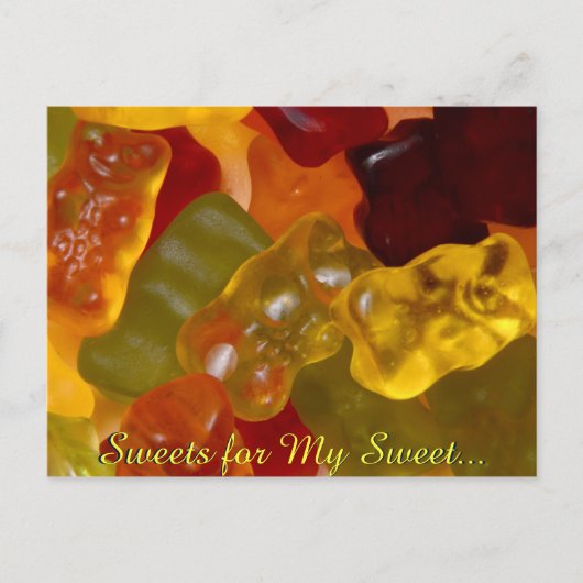 Viele mehrfarbige Gummibärchen Postkarte (Vorderseite)