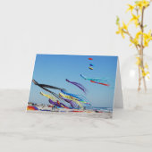 Viele mehrfarbige Kites Karte (Gelbe Blume)