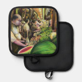 Viele Melonen, viele Männer Topflappen (Vorderseite/Rückseite)