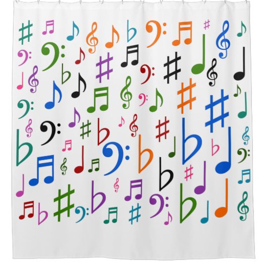 Viele Musikalische Noten und Symbole Duschvorhang (Vorderseite)