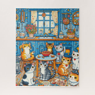 Viele Niedliche Katzen Puzzle Folk Art