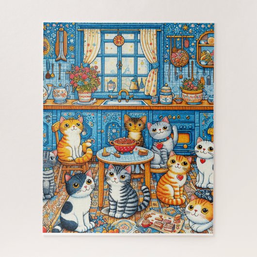 Viele Niedliche Katzen Puzzle Folk Art (Vertikal)