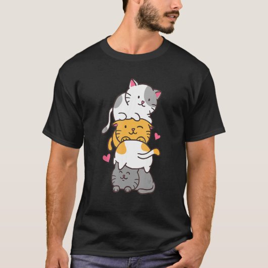 Viele Niedliche Katzen spielen Runde Puzzle Cat-Mo T-Shirt (Vorderseite)