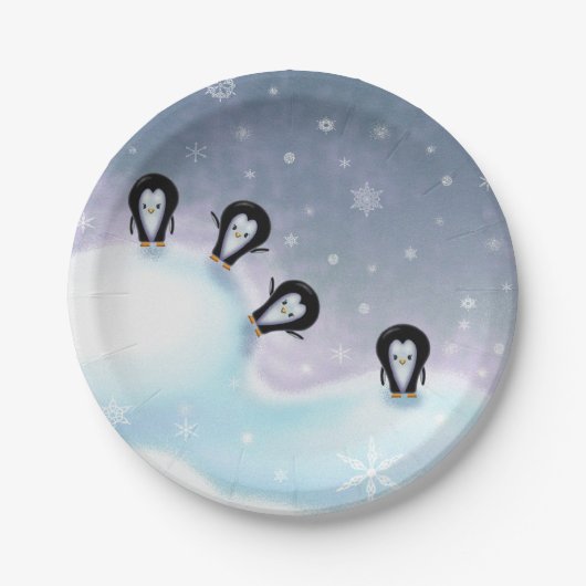 Viele Niedliche Pinguine Holiday Paper Teller (Vorderseite)