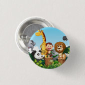 Viele Niedliche Tiere im Wald Button (Vorne & Hinten)