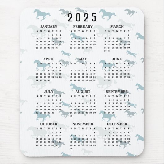 Viele Pferde Design 2025 Kalender Mousepad (Vorne)