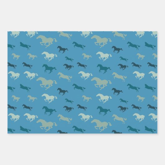 Viele Pferde Design Wrapping Paper Sheets Geschenkpapier Set (Vorderseite 3)