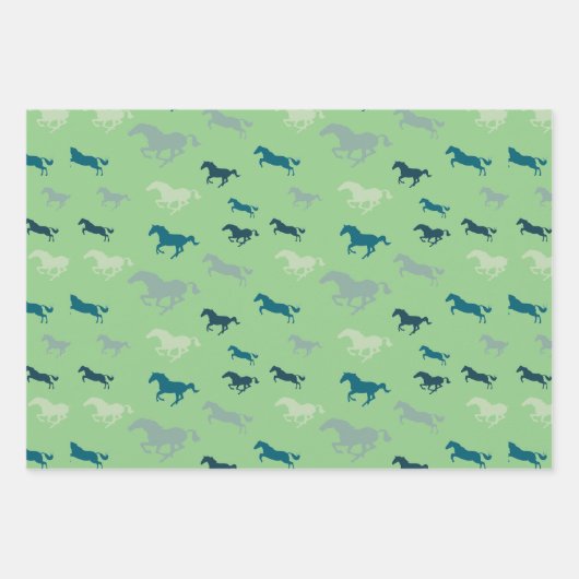 Viele Pferde Design Wrapping Paper Sheets Geschenkpapier Set (Vorderseite 2)