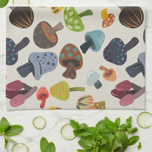 Viele Pilze Geschirrtuch (Gefaltet)