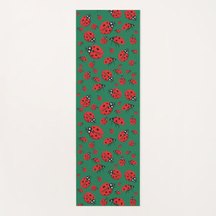 Viele Red Ladybugs Lucky Pattern Green Yogamatte