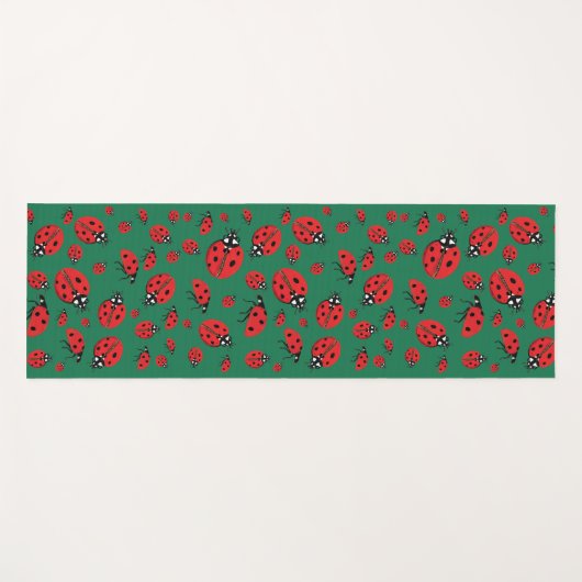 Viele Red Ladybugs Lucky Pattern Green Yogamatte (Vorderseite (Horizontal))