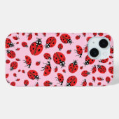 Viele Red Ladybugs Lucky Pattern Pastel Pink Case-Mate iPhone Hülle (Rückseite (Horizontal))