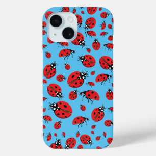 Viele Red Ladybugs Lucky Pattern Sky Blue Case-Mate iPhone Hülle
