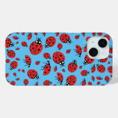 Viele Red Ladybugs Lucky Pattern Sky Blue Case-Mate iPhone Hülle (Rückseite (Horizontal))