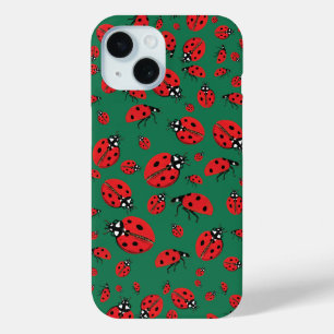 Viele Red Ladybugs Lucky Pattern Smarald Green Case-Mate iPhone Hülle
