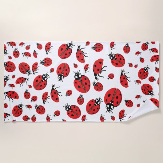 Viele Red Ladybugs Lucky Pattern Strandtuch (Vorderseite)