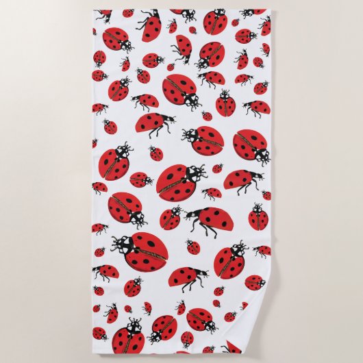 Viele Red Ladybugs Lucky Pattern Strandtuch (Vorderseite)